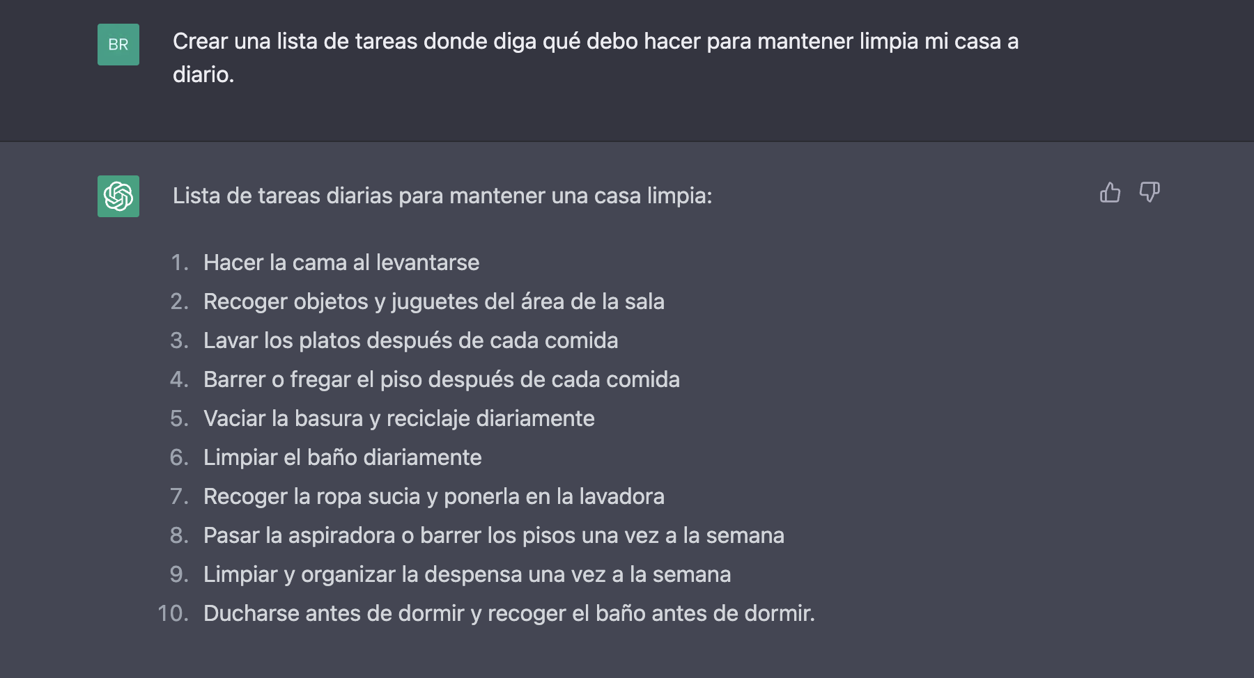 Crear lista de tareas para una tarea específica