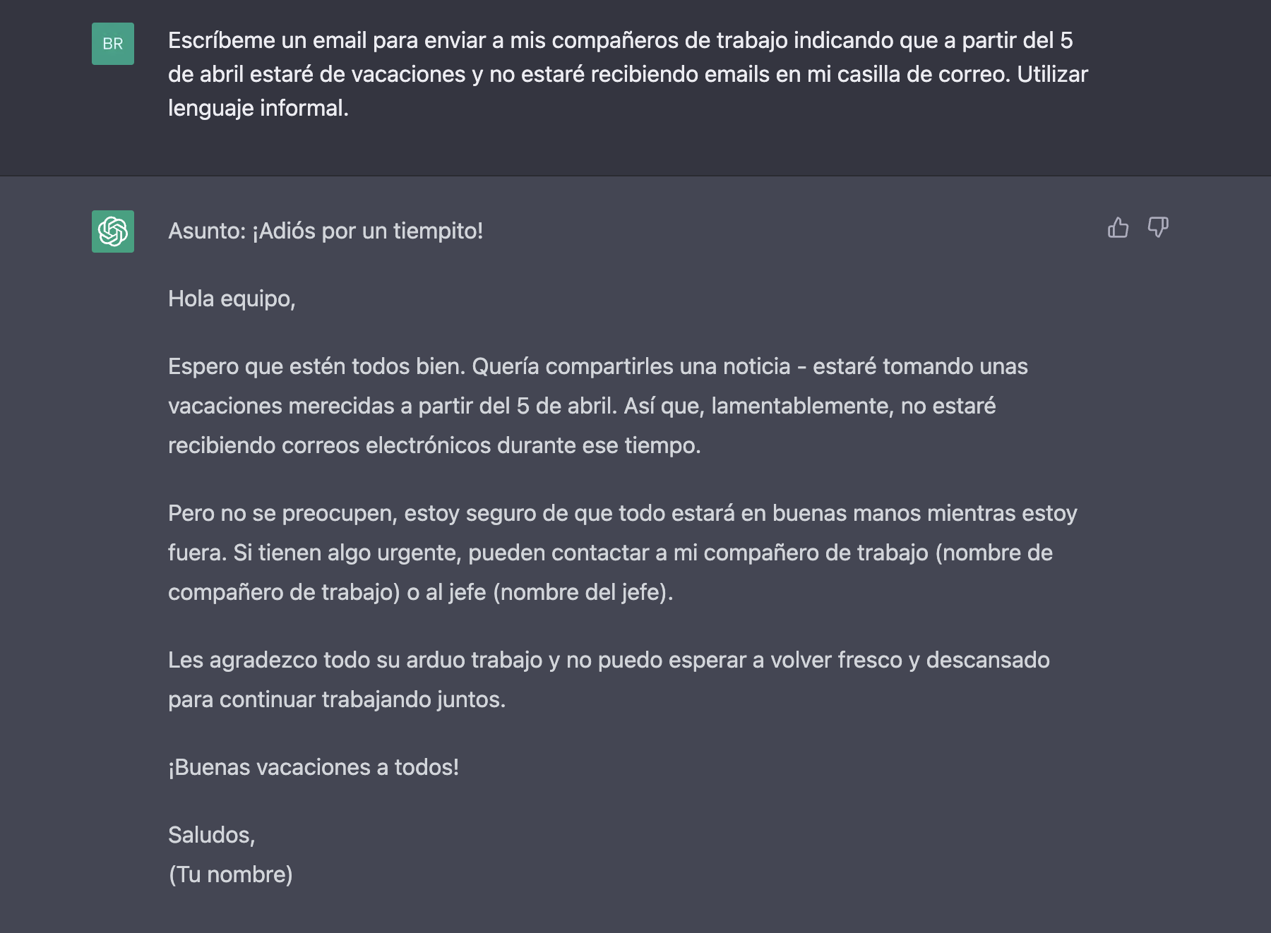 Redactar emails para el trabajo.