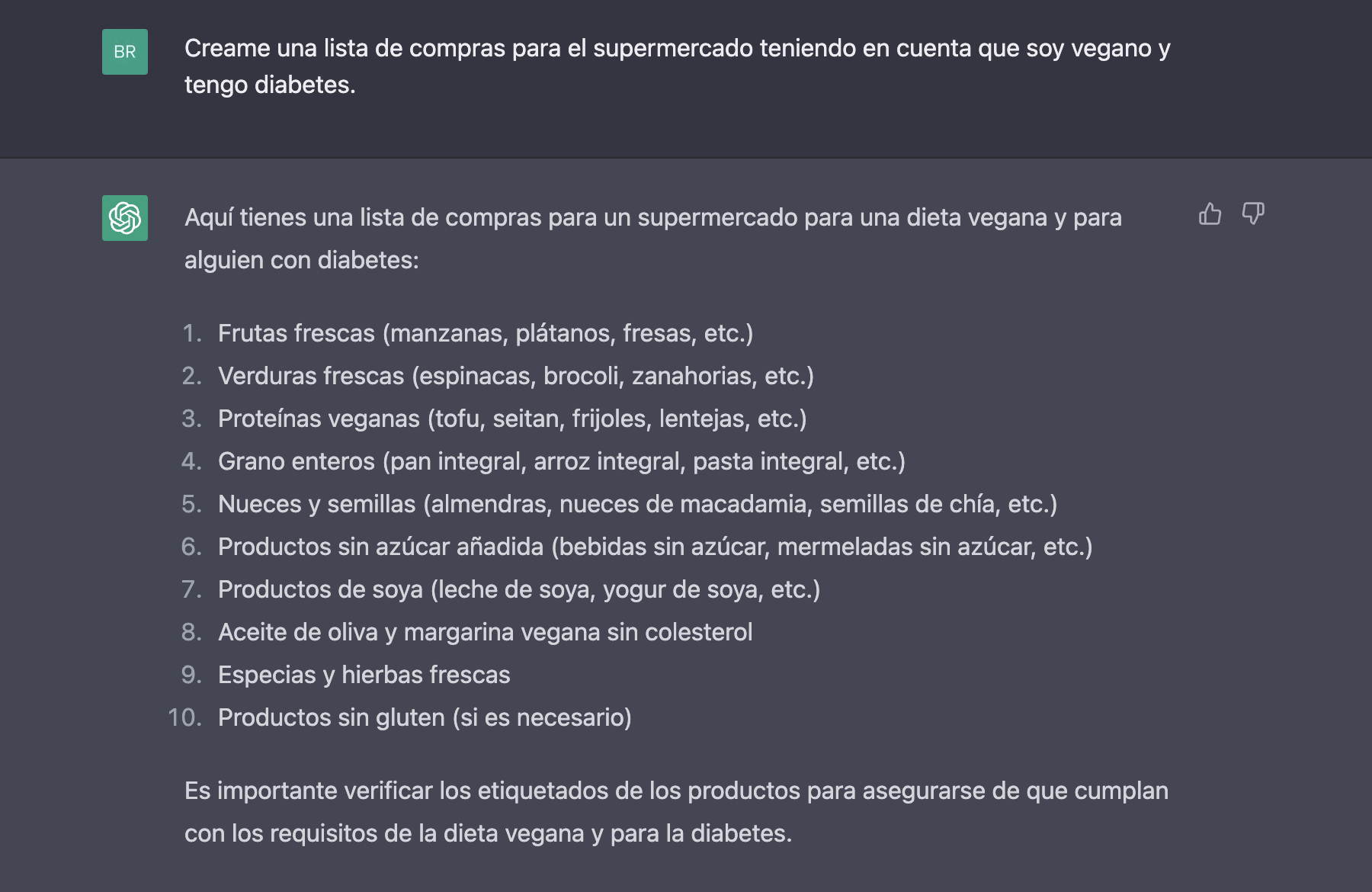 Lista de compras del supermercado